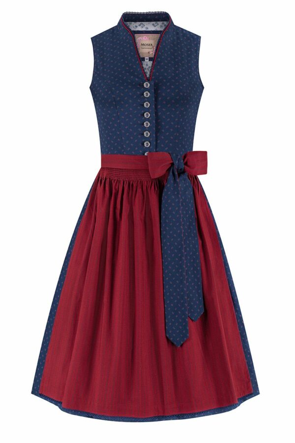 Midi Dirndl 65 cm blau rot Tanja 010074